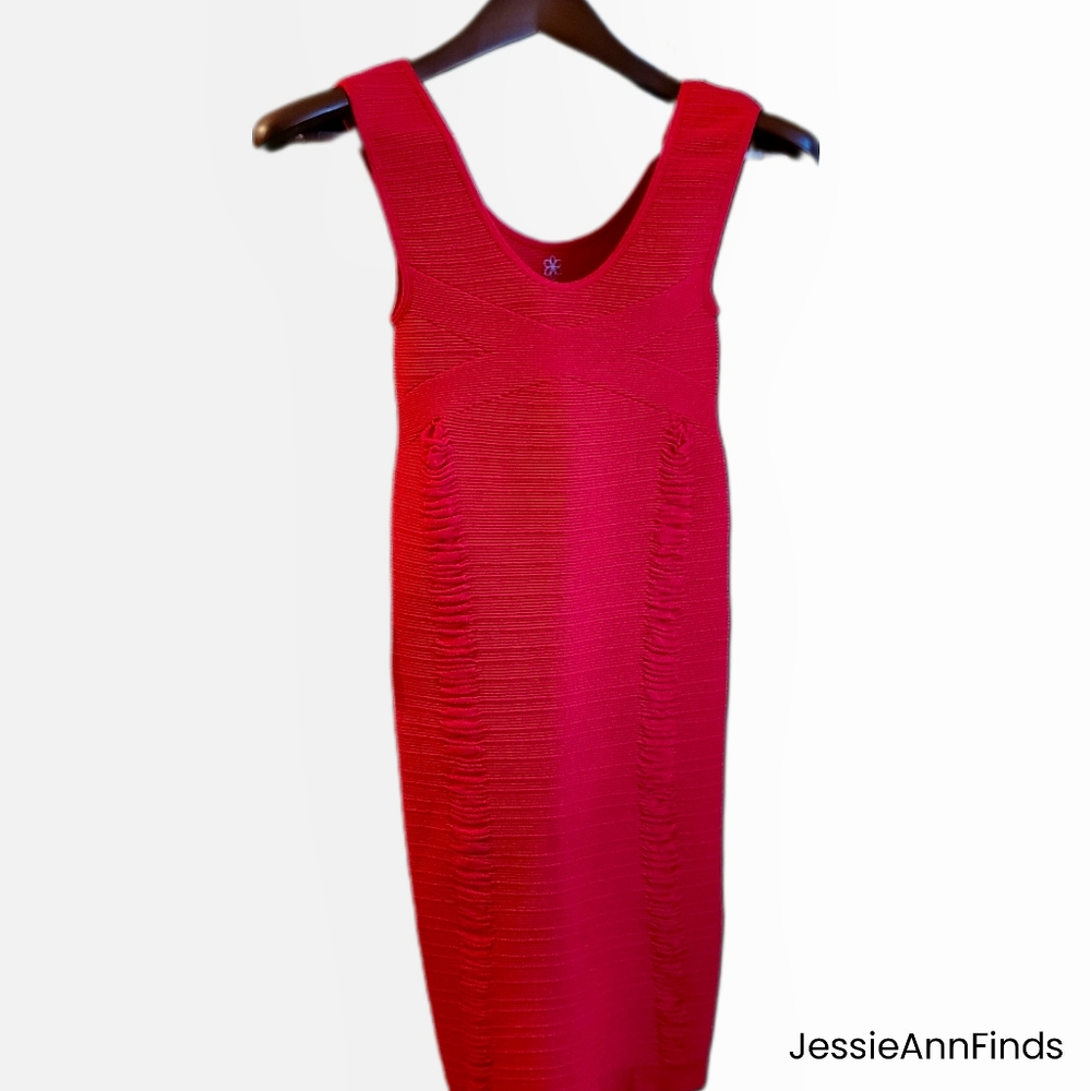 Aura Red Pencil Bodycon Ruched Dress Size S/M